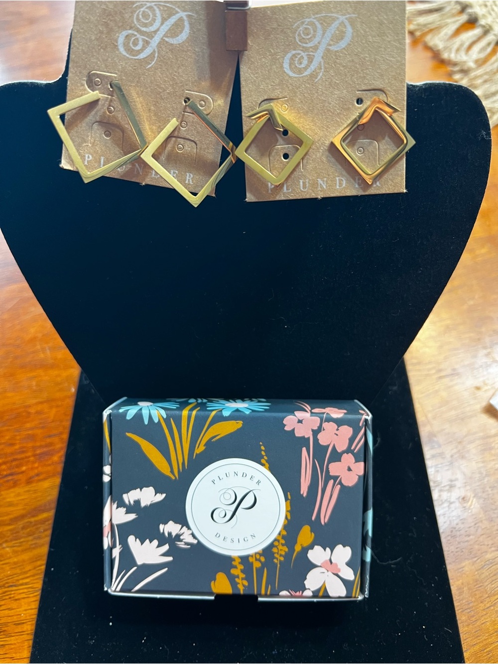 Plunder Gold Geometric Square Drop Earrings
